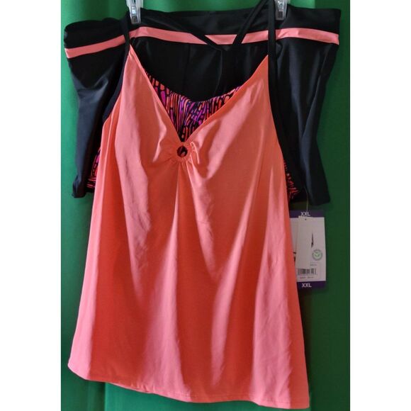 ZeroXposur 4-Way Stretch Solid 2 For Top Swimsuit (Scallop) Sz XXL - Picture 5 of 7